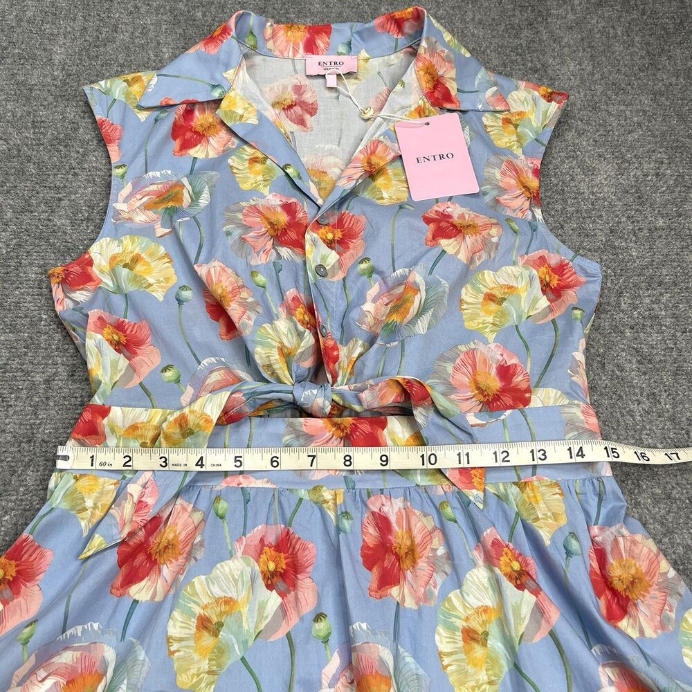 NWT Entro Knot Your Garden Maxi Dress Size Medium Sleeveless Floral Tie Front - Picture 8 of 12